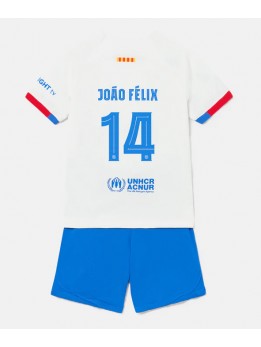 Otroški Nogometna dresi replika Barcelona Joao Felix #14 Gostujoči 2023-24 Kratek rokav (+ hlače)